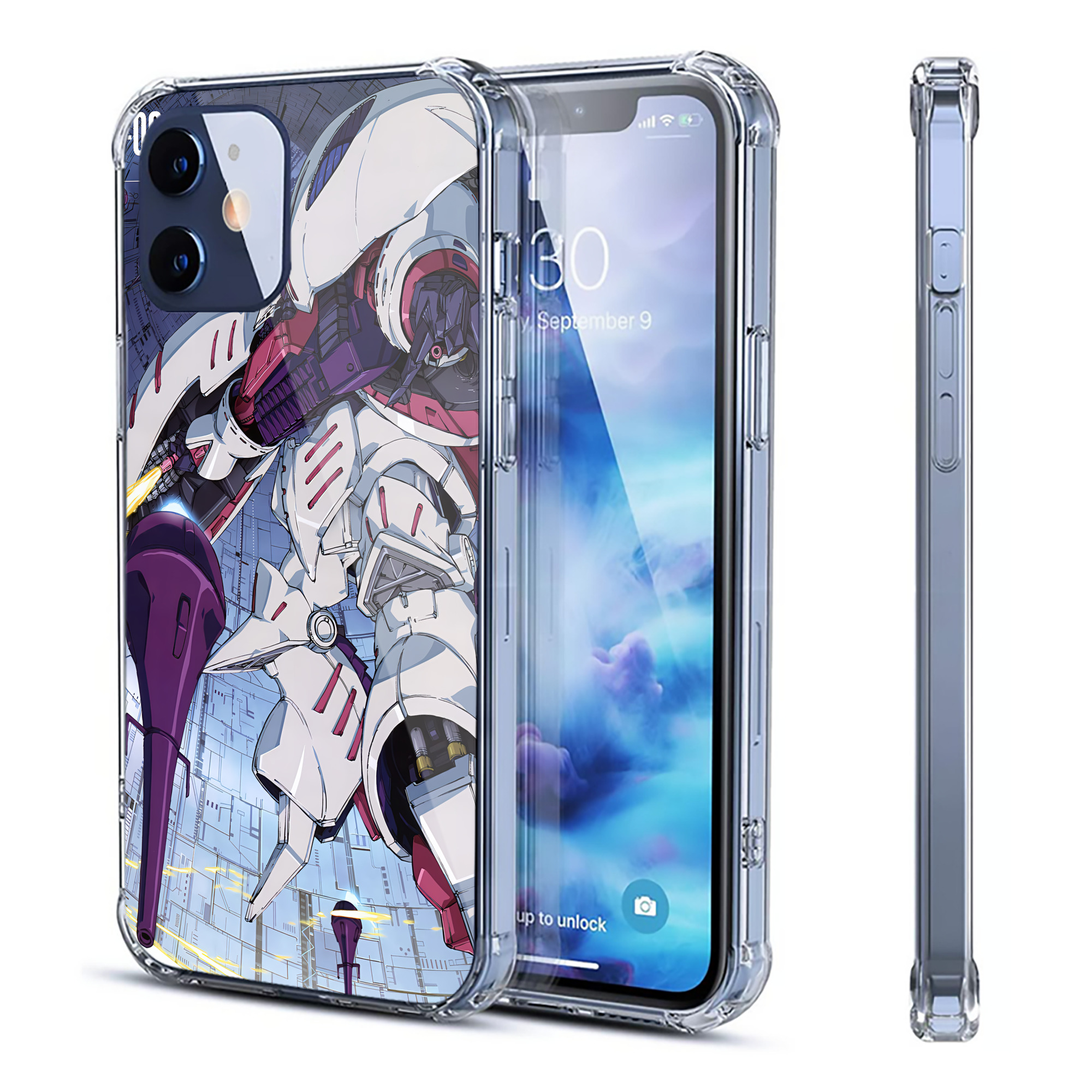 （画像用） 機動戦士ガンダム Mobile Suit Gundam 【iPhone 12シリーズ対応】透明スマホケース（クリアソフトケース）